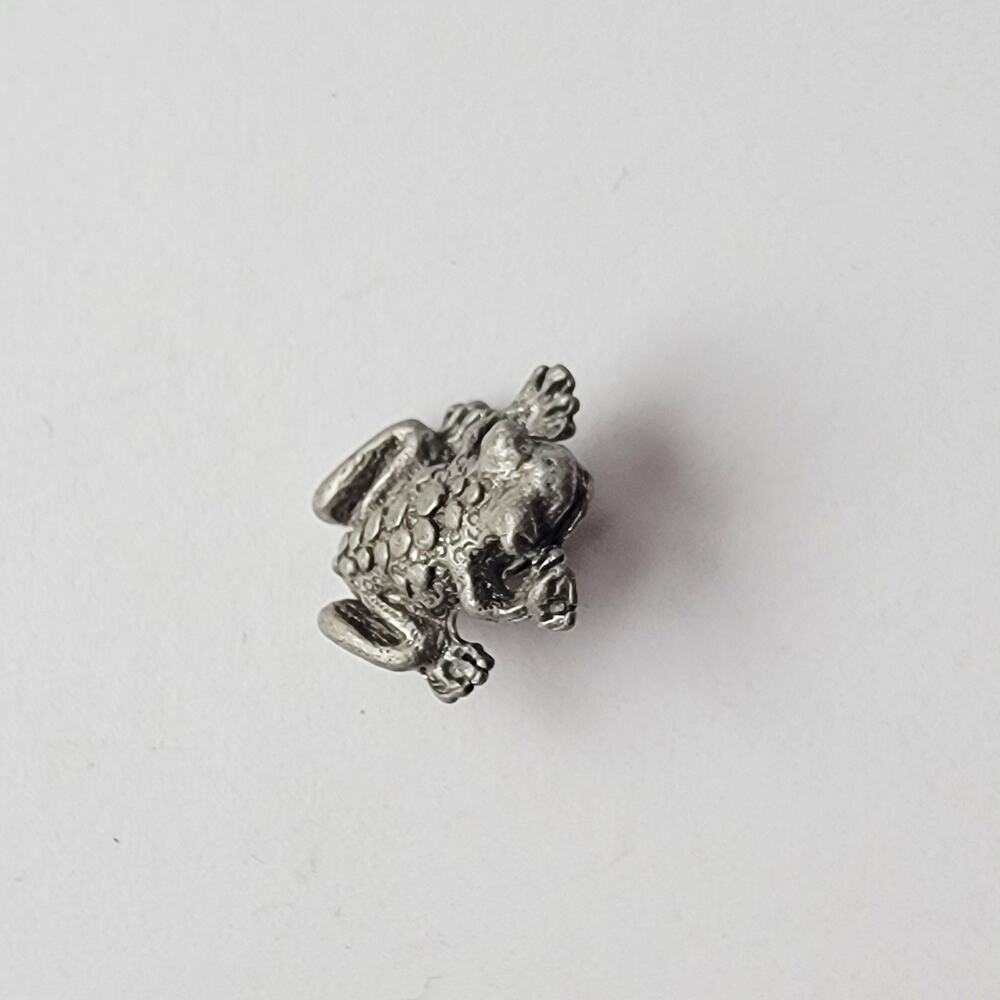 Charm Frog Silver Pewter Animal Charm Figurine Jewelry Collectible Toad - Picture 2 of 10